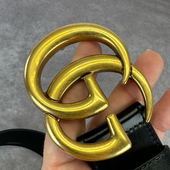 Authentic Gucci Monogram Canvas GG Marmont 400593 Khaki Belt 65/26 - Picture 3 of 11